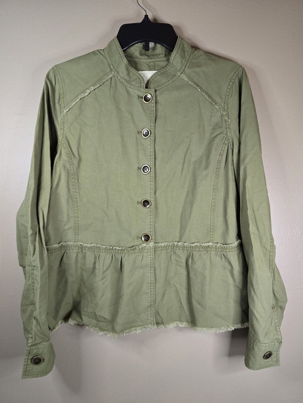 Caslon Green Peplum Utility Jacket Lightweight Size Small